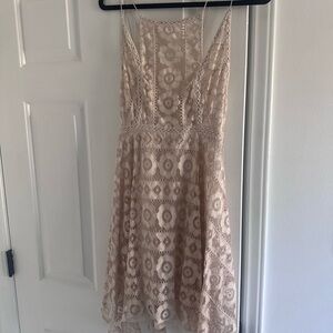 Free People Lace Mini Dress in Cream